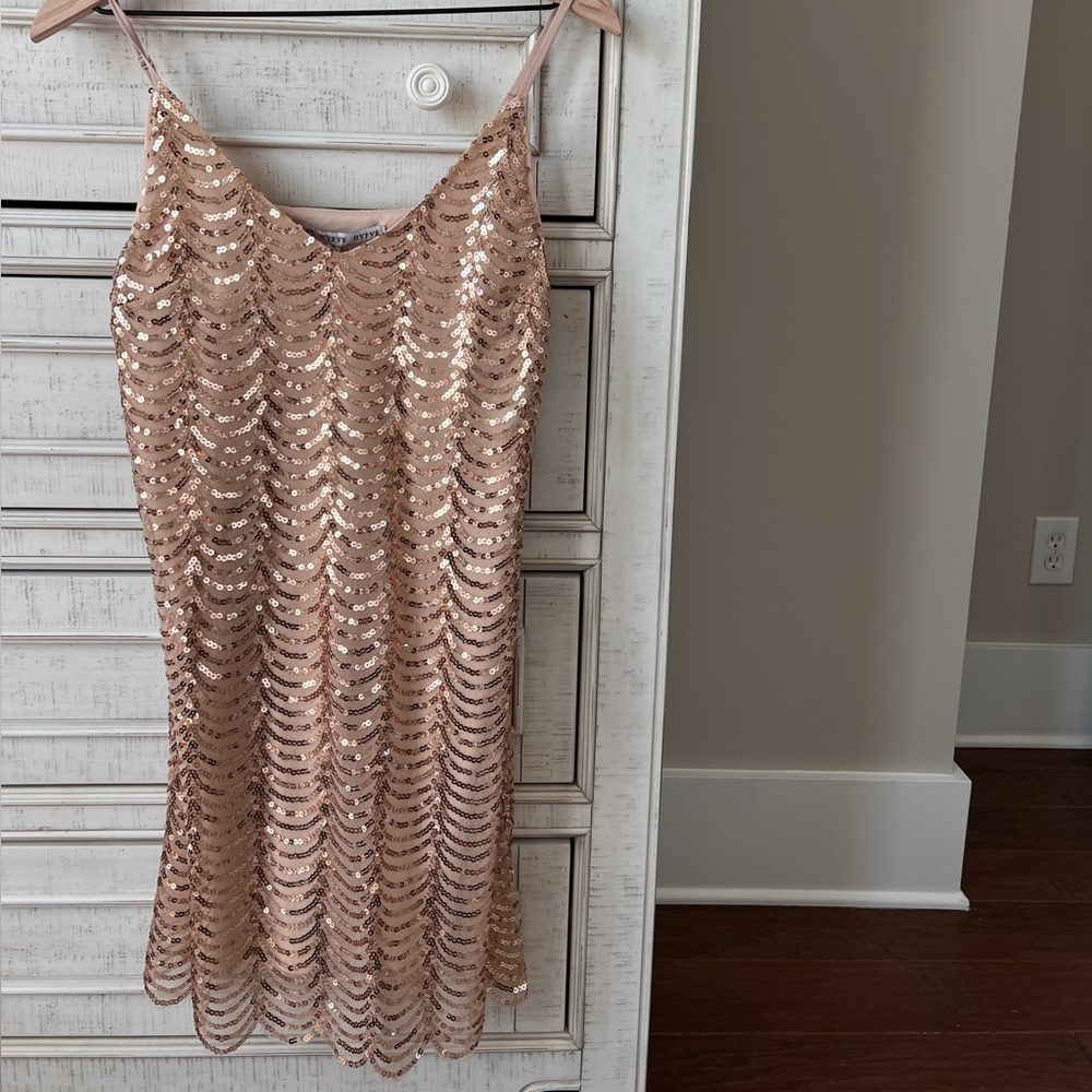 HYFVE Rose gold sequin slip dress